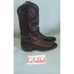 Tony Lama Mens Black Leather Point Toe Classic Western Cowboy Boots Size 8.5 EE